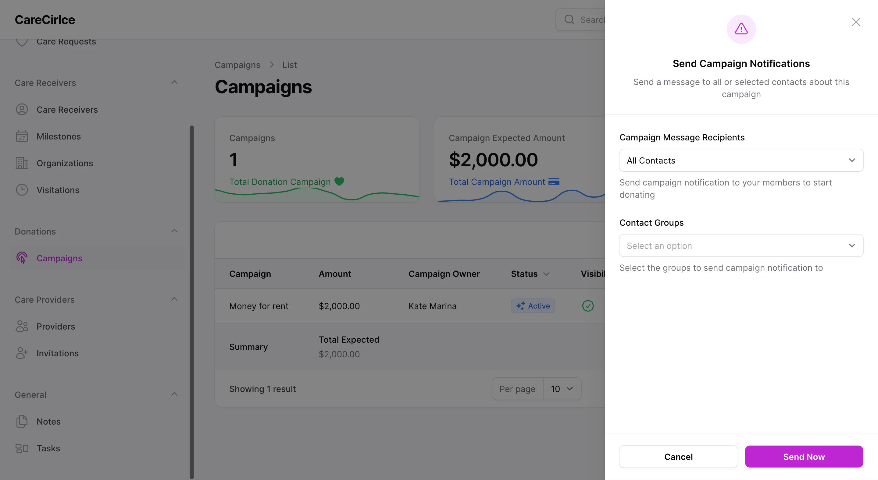 CareCircle Manager — Campaign Notifications