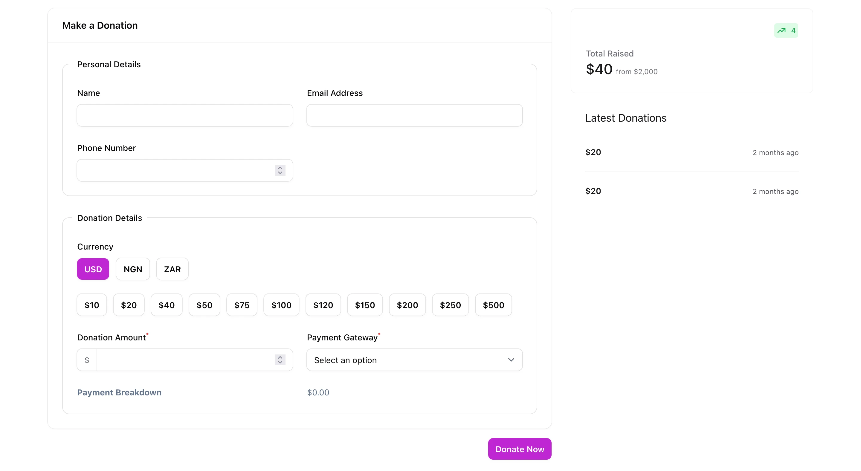 CareCircle Manager — Multi-Currency Donations