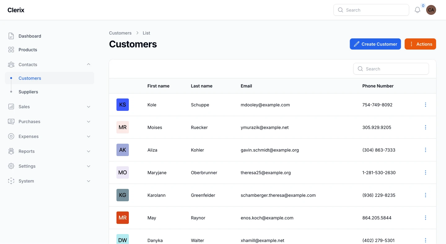 Clerix Contact Management