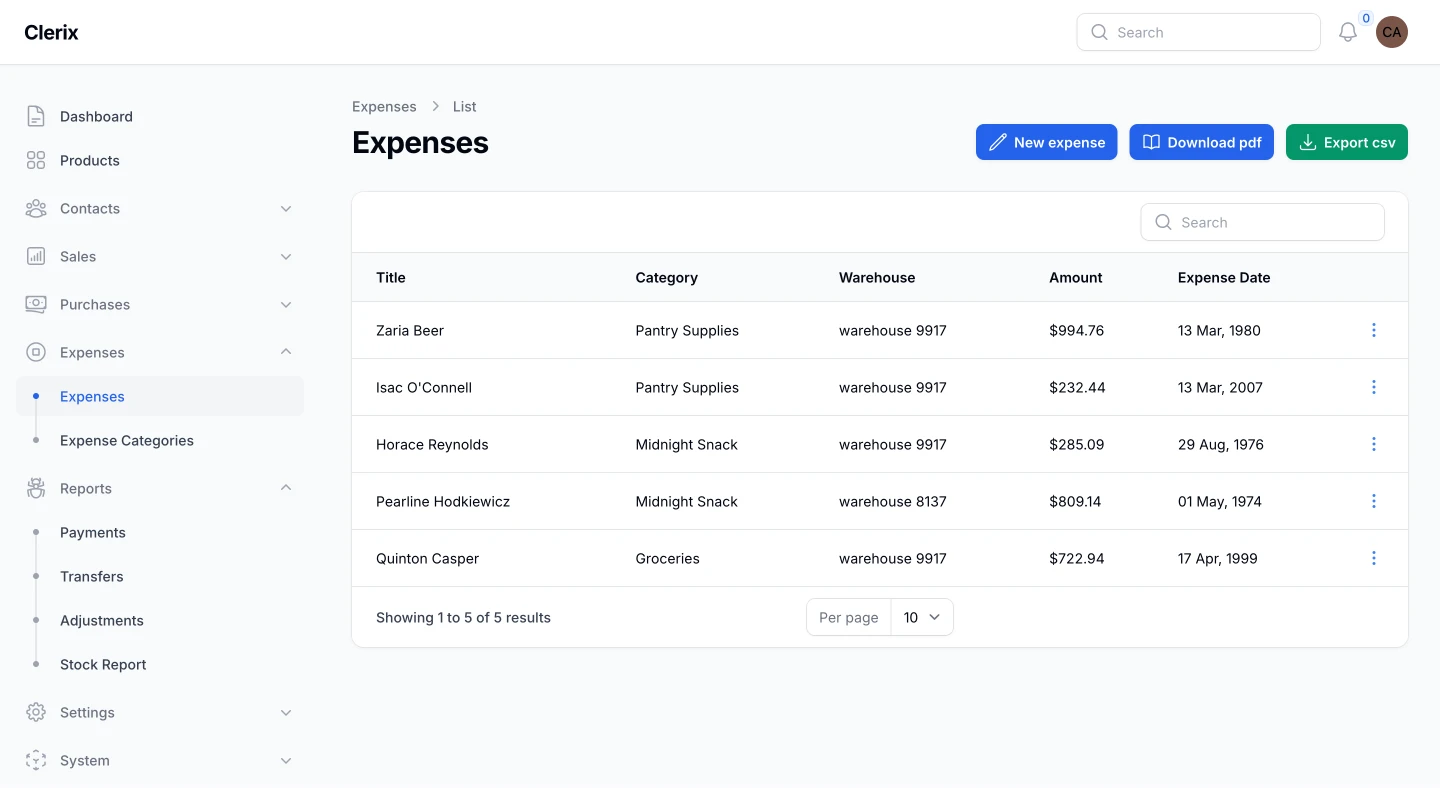 Clerix Expense Management