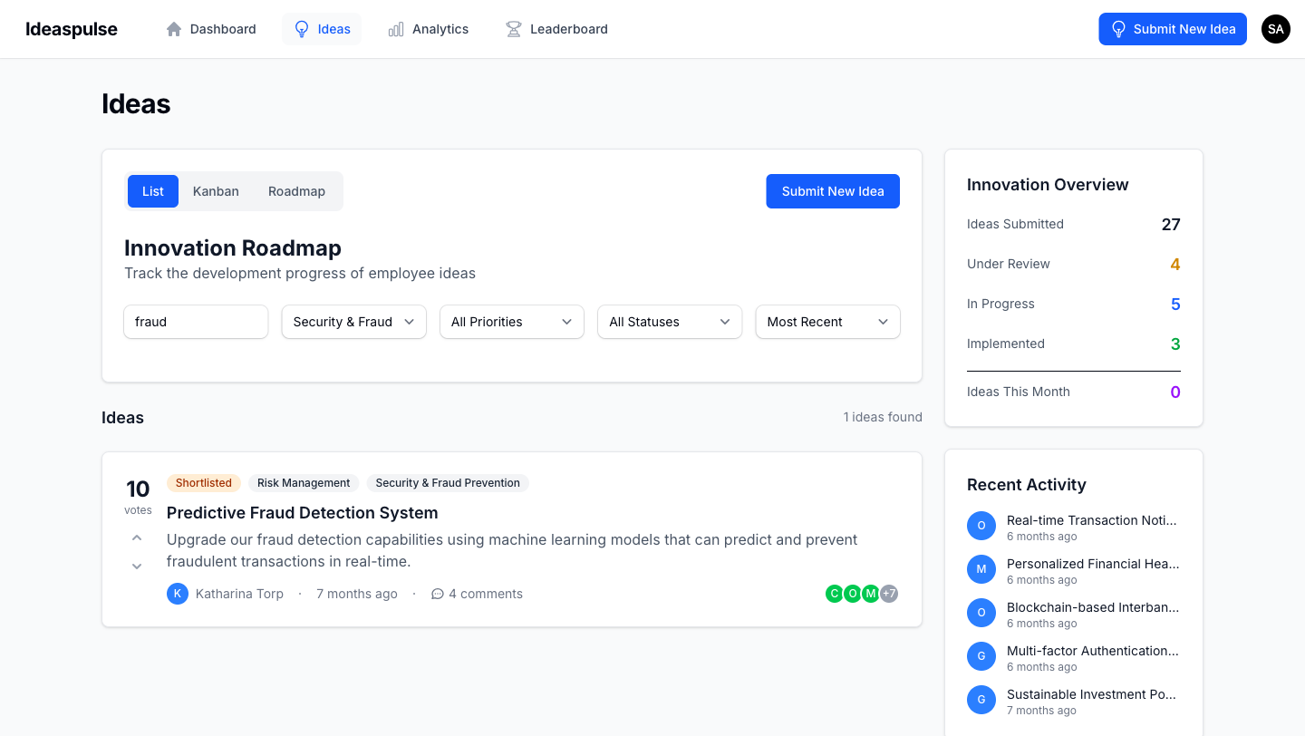IdeaPulse Advanced Search and Filtering