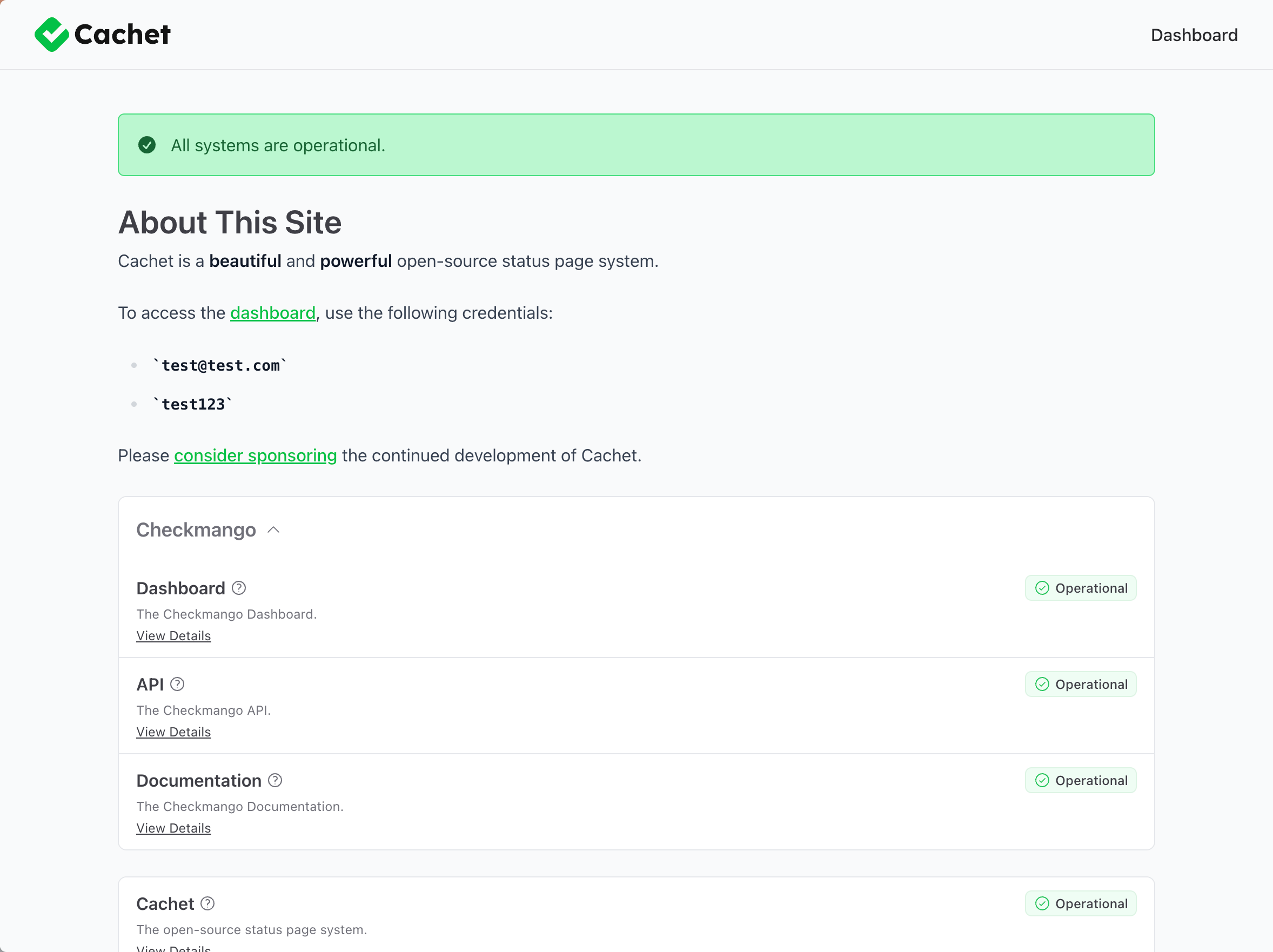 Cachet - Status Page & Incident Communication System